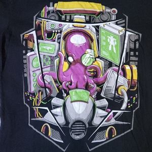 Into The AM Octopus Mech Robot Mobile Suit Pilot Men S Black Graphic Tee T-Shirt